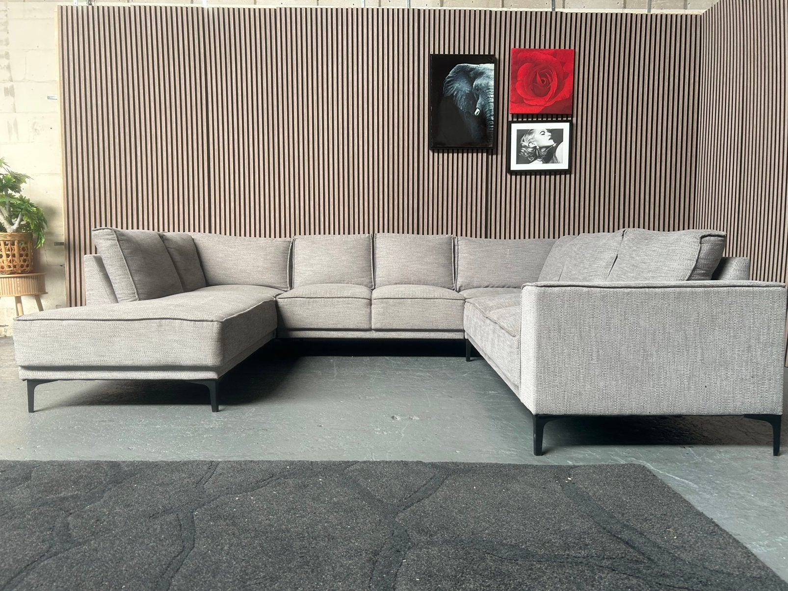 GRATIS LEVERING U-Bank Grijs 302x265x213 GEREINIGD, U bank, Hoekbank, 300 cm of meer, Ophalen of Verzenden