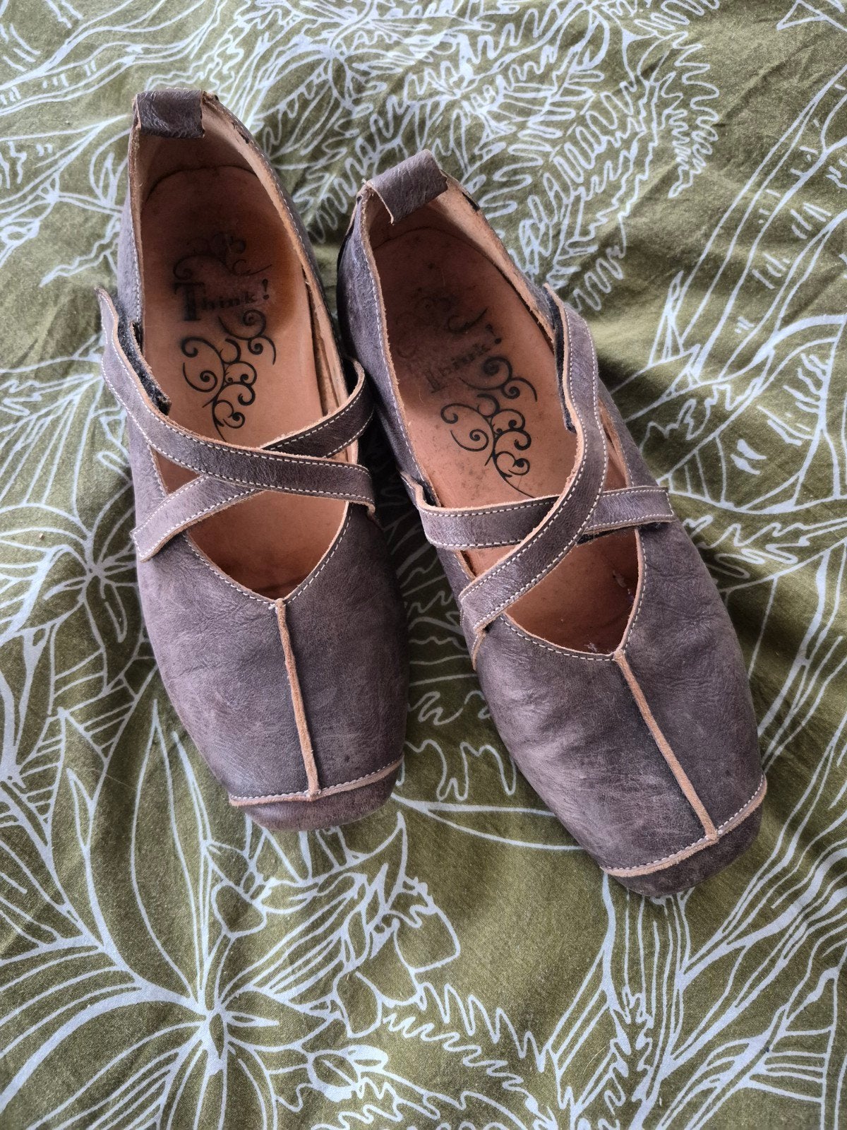 Mooie leren schoenen Think maat 38,5., Bruin, Zo goed als nieuw, Think, Ballerina's