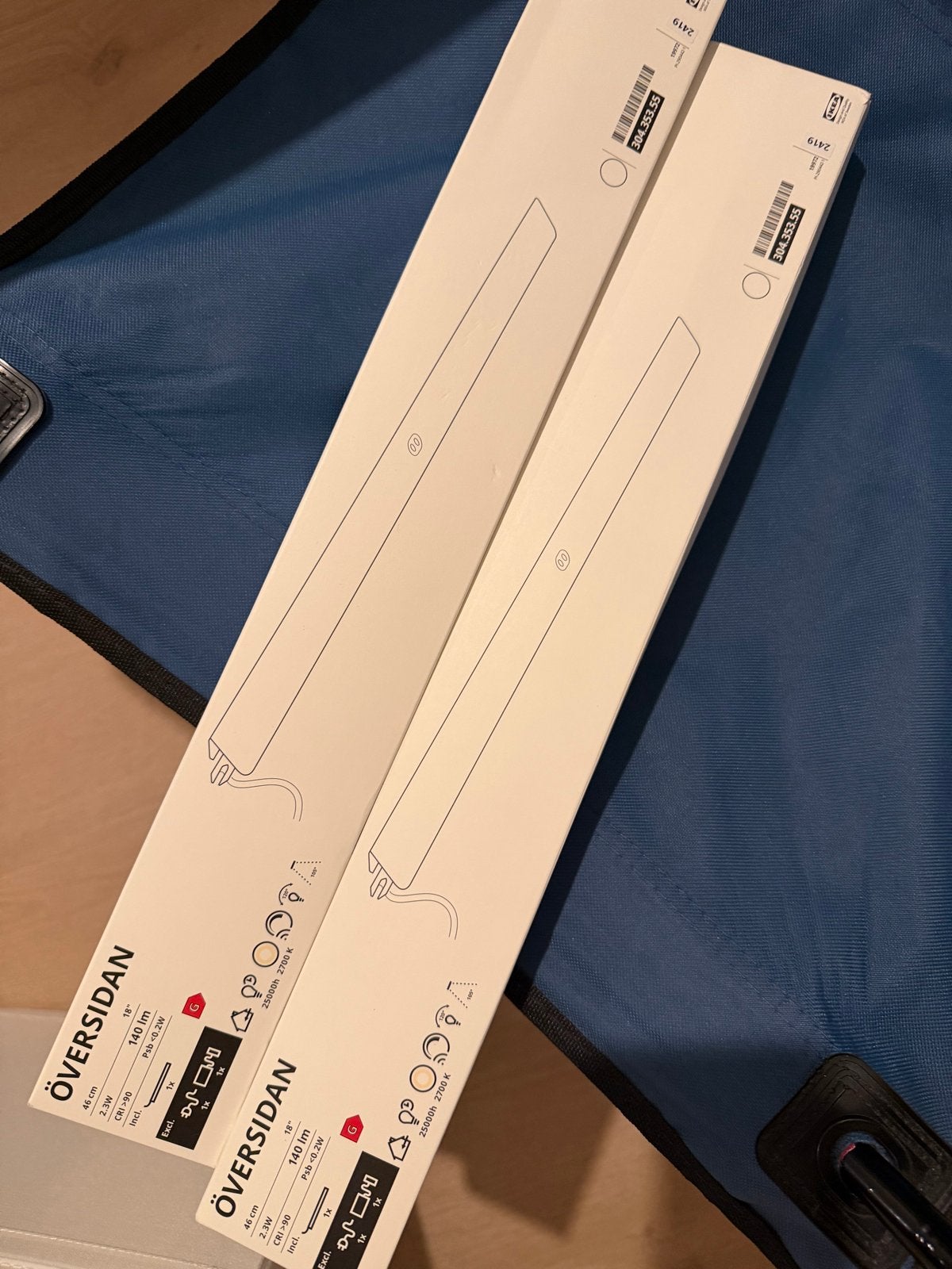 IKEA ÖVERSIDAN LED-verlichting 46 cm (2 stuks), Ophalen, Wit, Kunststof, IKEA