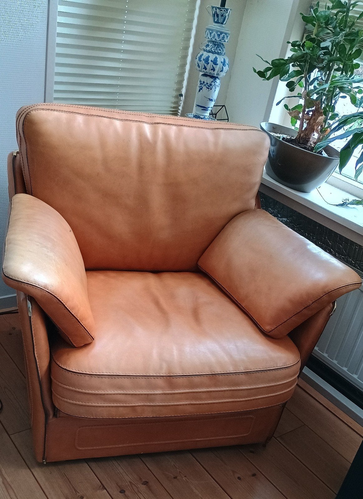 buffelzadellederen clubfauteuil, Ophalen
