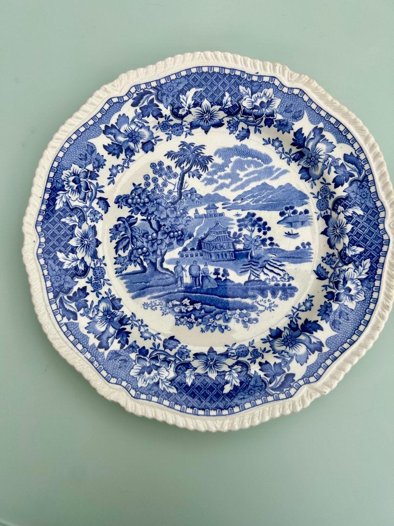 Vintage 1930s Wood & Sons Seaforth Blue & White Plate 25cm, Ophalen, Gebruikt, Overige merken, Vintage