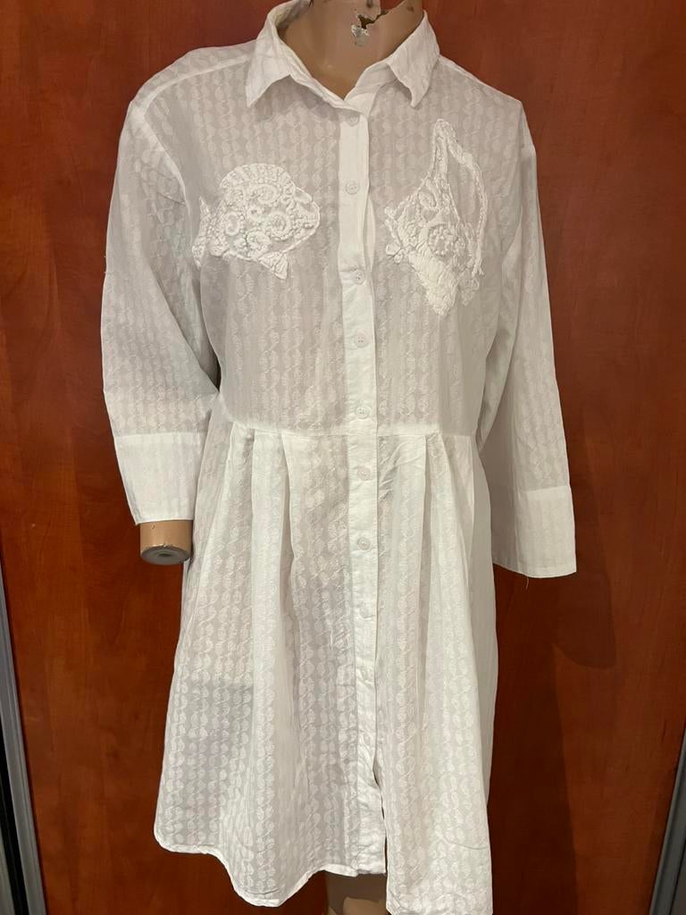 ANTICA SARTORIA jurk met borduursel L origineel zgan, Ophalen, R, Wit, G