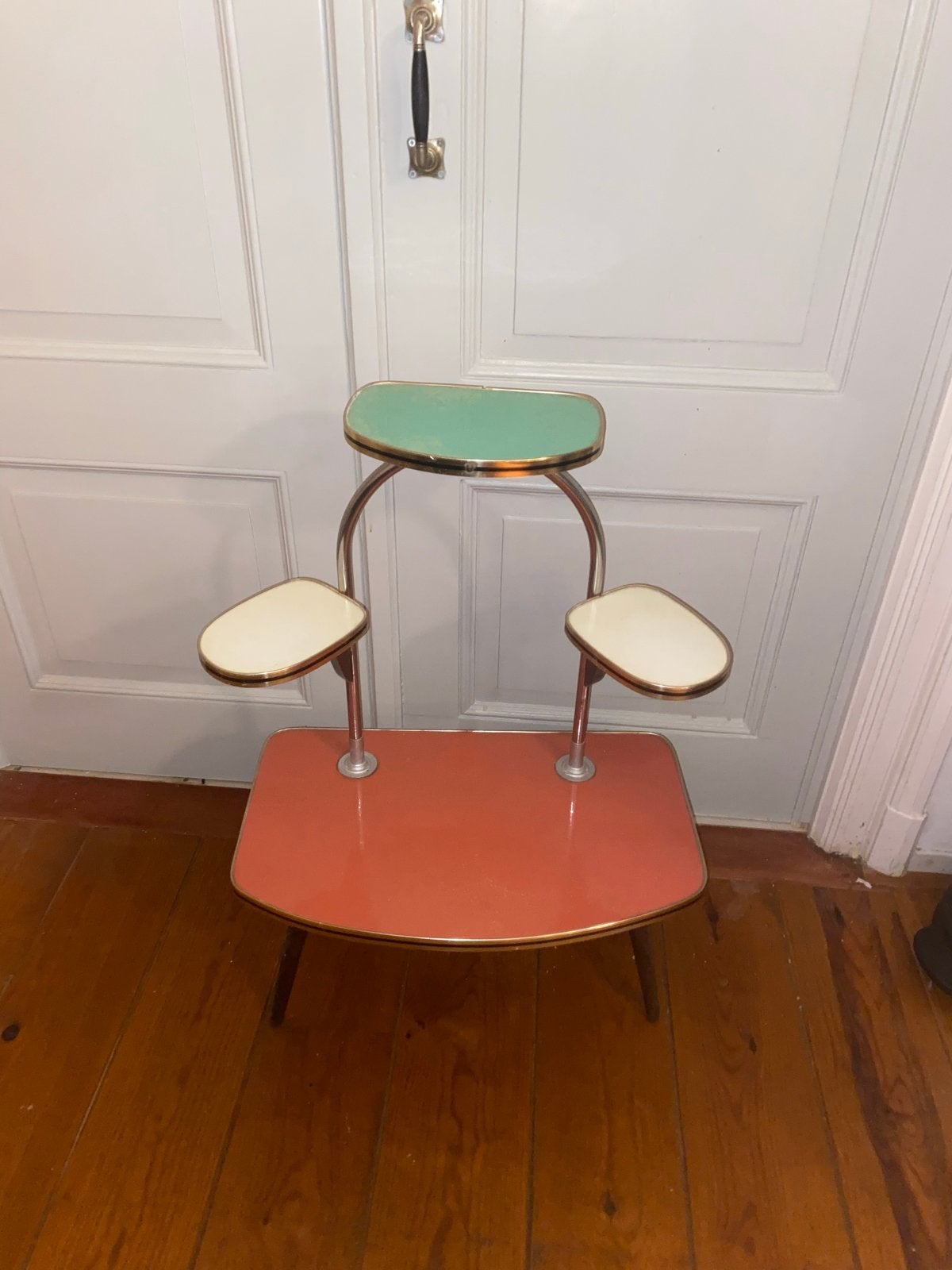 Vintage jaren 50 plantentafel., Ophalen, Minder dan 50 cm, Gebruikt, Metaal of Aluminium