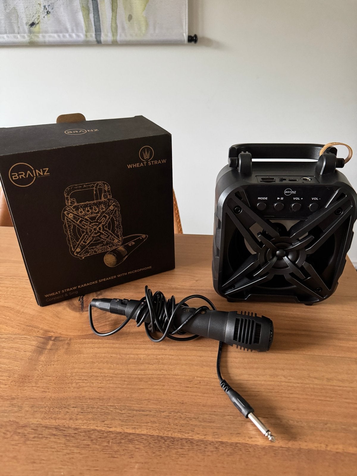 Brainz Wheat Straw Karaoke Speaker met Microfoon, Ophalen of Verzenden, Zo goed als nieuw, Complete set