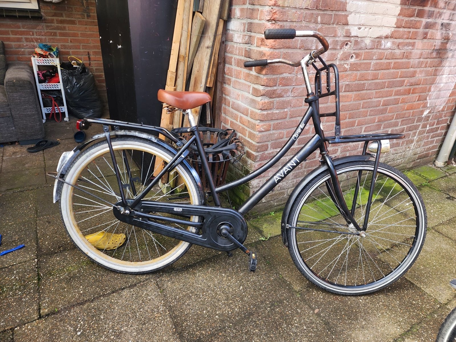 Stevige transportfiets met voordrager, Overige merken, Terugtraprem, Gebruikt, 49 tot 53 cm