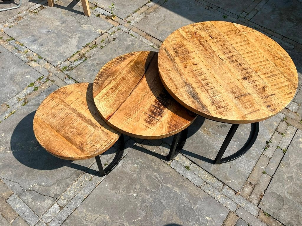 Salontafel rond - mango hout, Ophalen, Minder dan 50 cm, Gebruikt, 100 tot 150 cm