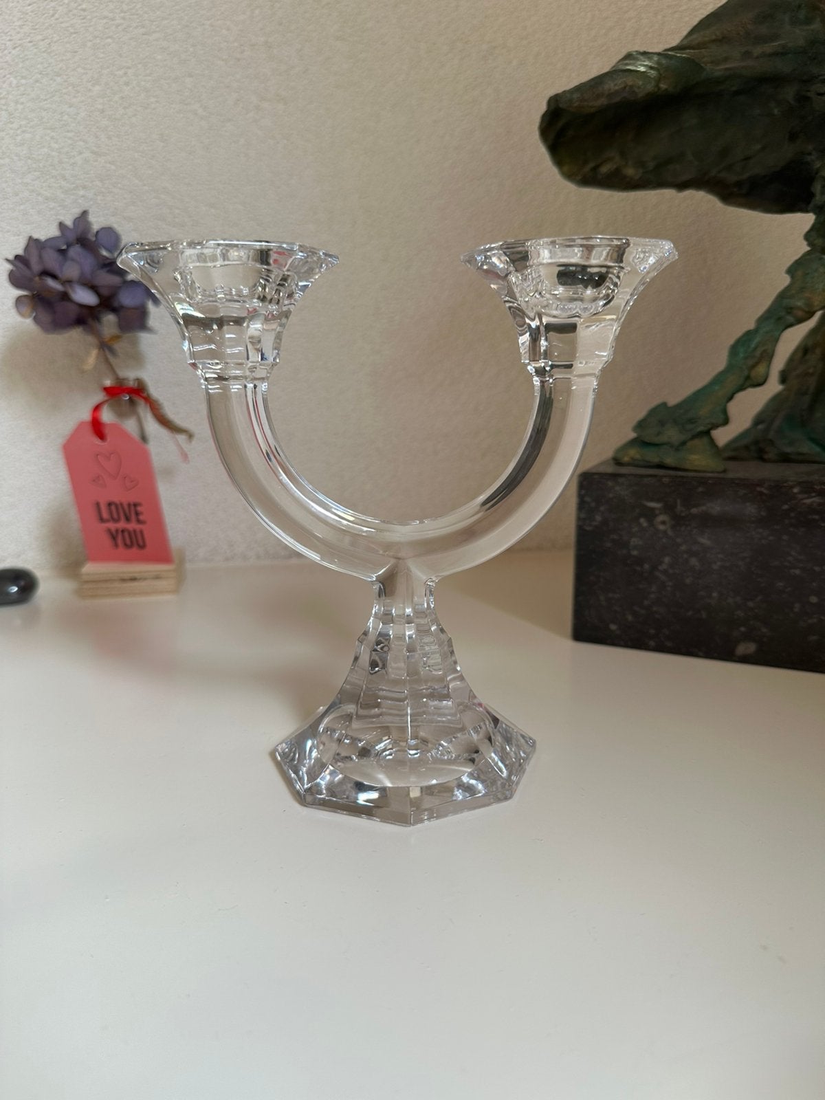 Villeroy & Boch kristallen kandelaar – 2-lichts – vintage, Antiek en Kunst, Ophalen of Verzenden, Kristal
