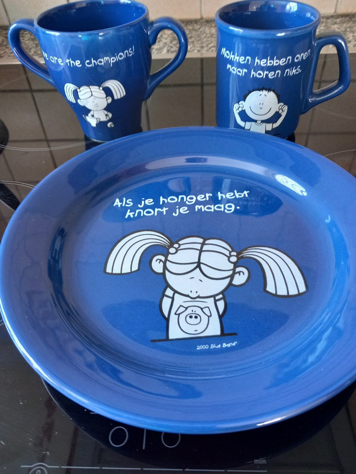 Blue Band ontbijt set, Huis en Inrichting, Keuken | Servies, Ophalen of Verzenden, Porselein, Overige stijlen, Bord(en)