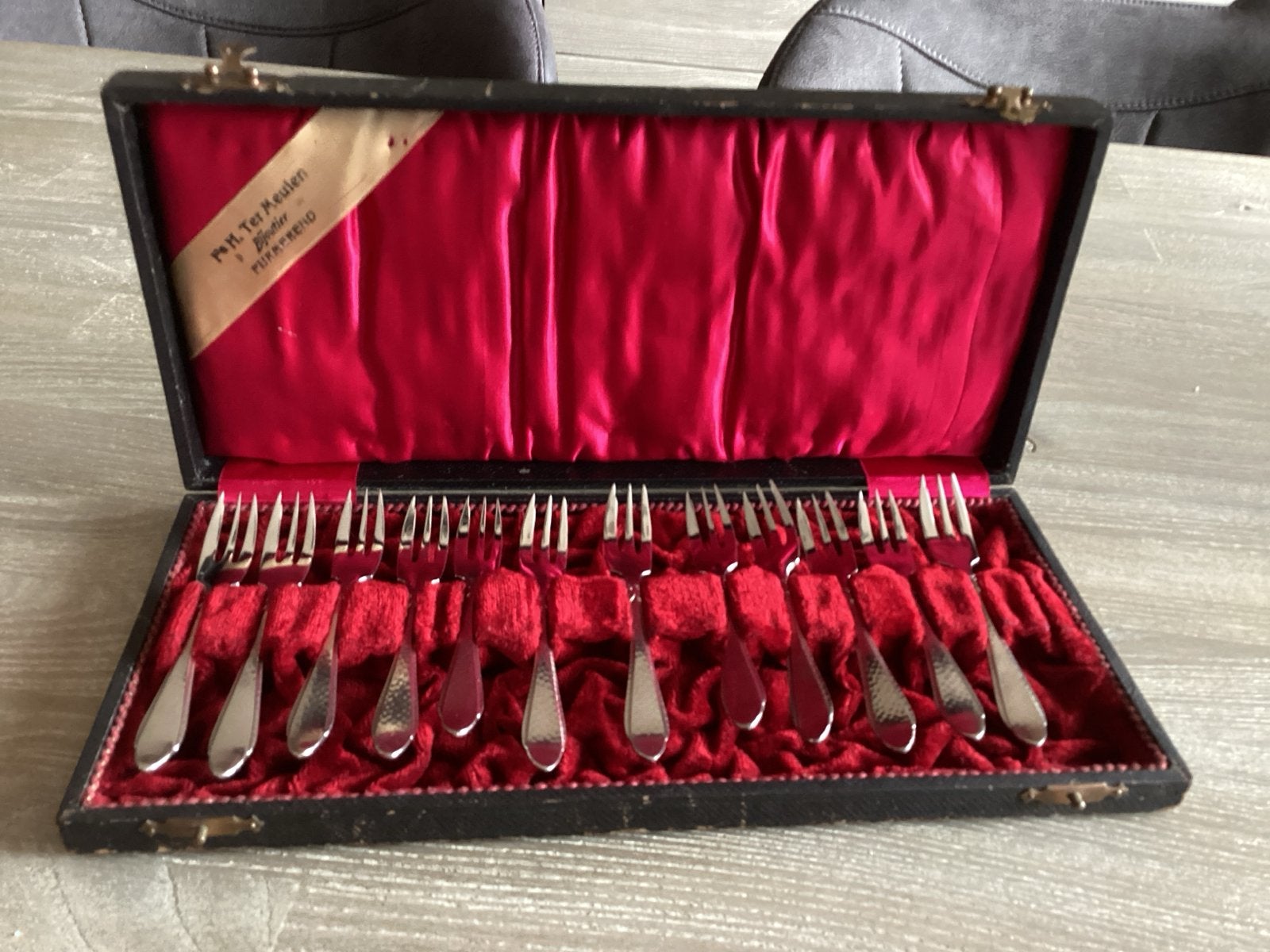 Vintage Gero Zilmeta gebaksvorkjes in originele doos, Ophalen of Verzenden