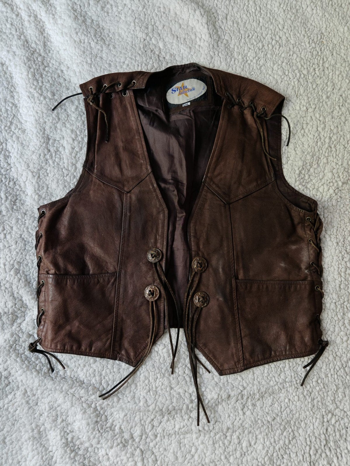 Leren vest bruin 5XL - Star Collection, Kleding | Heren, Bruin, Overige maten, Ophalen of Verzenden, Gedragen