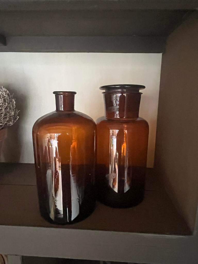 Brocante glazen apothekers potten, Antiek en Kunst, Curiosa en Brocante, Ophalen of Verzenden