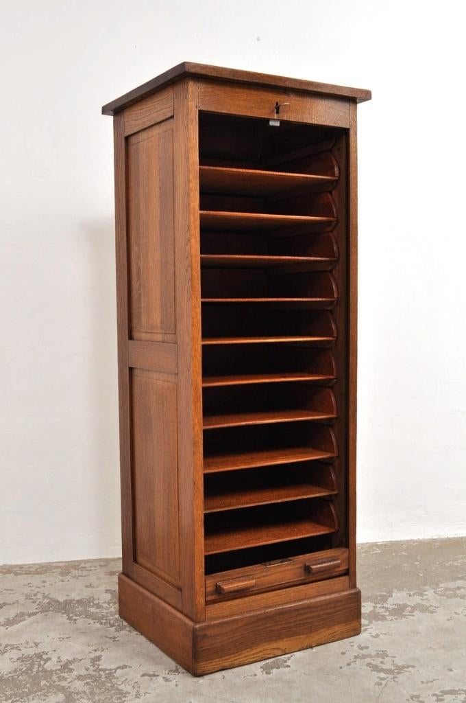 Antieke eiken roldeurkast archiefkast kast circa 1900, Minder dan 50 cm, Gebruikt, 100 tot 150 cm, Ophalen of Verzenden