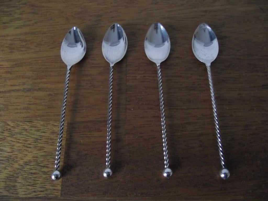 4 vintage verzilverd stijlappel lepeltje getorst AH 1990 p s, Antiek en Kunst, Ophalen of Verzenden