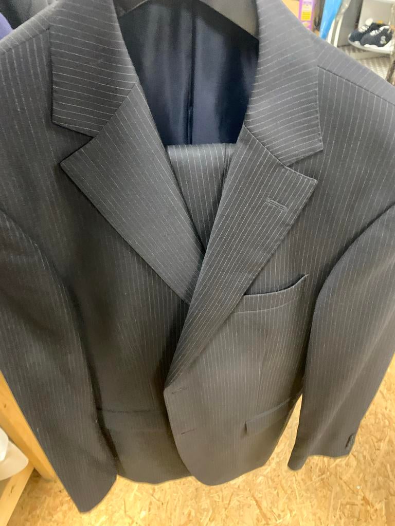 Stanley & Morgan Grijs Krijtstreep Kostuum maat 50, Kleding | Heren, Ophalen of Verzenden, Maat 48/50 (M), Grijs