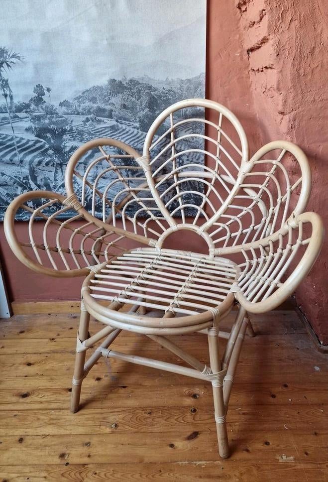 Lotus rotan kuipstoel Xenos ZGAN!, Huis en Inrichting, Stoelen, Ophalen, Bruin, Vintage, Riet of Rotan