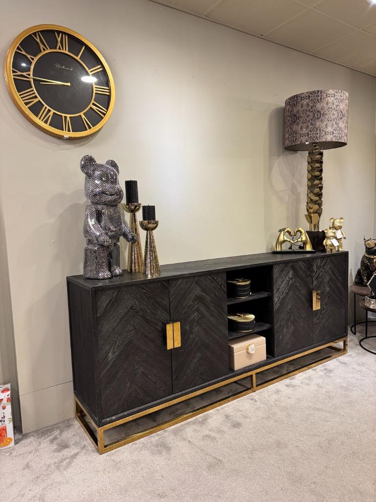 Dressoir Blackbone Gold Richmond interiors, Richmond Interiors, Ophalen of Verzenden, Zo goed als nieuw, 200 cm of meer