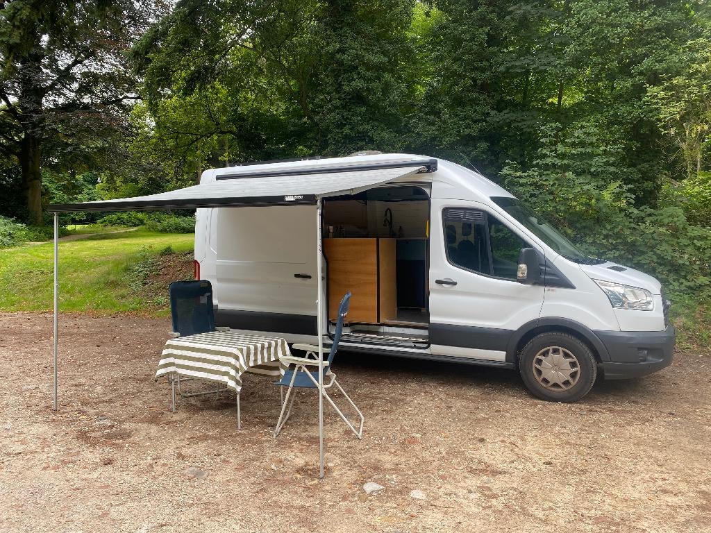 Zelfbouw off-grid camper Ford Transit L3H3, Caravans en Kamperen, Campers, Tot en met 2, Particulier, Ford, 5 tot 6 meter