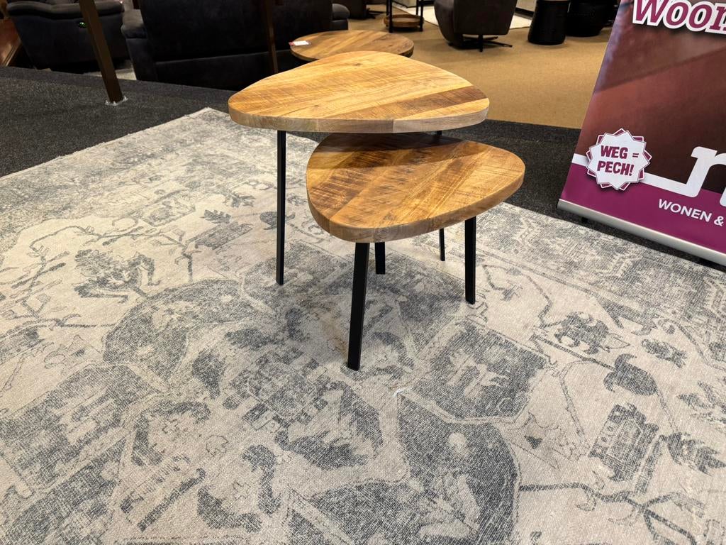 Salontafel 2-delig Mango/Metaal Direct/Leverbaar E-7260, Minder dan 50 cm, Nieuw, Minder dan 50 cm, Mwonenenslapen
