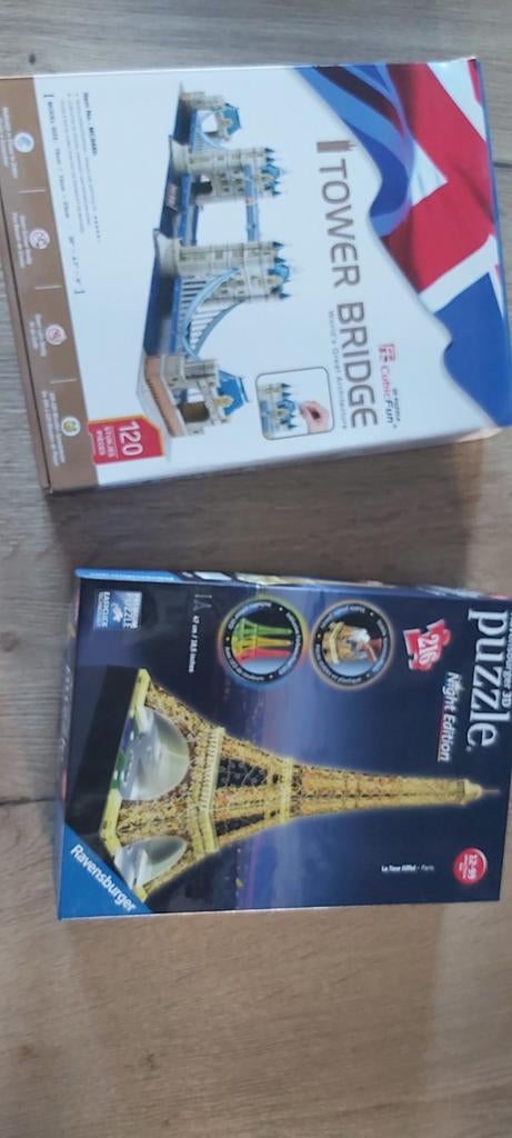 3D Puzzels: Tower Bridge & Eiffeltoren, Ophalen of Verzenden