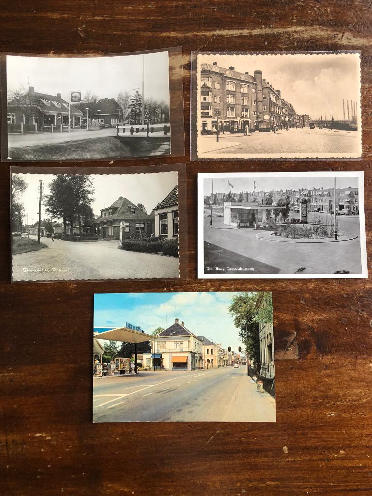 ansichtkaarten met benzinepompen tankstation, Ophalen of Verzenden, 1920 tot 1940, Zuid-Holland