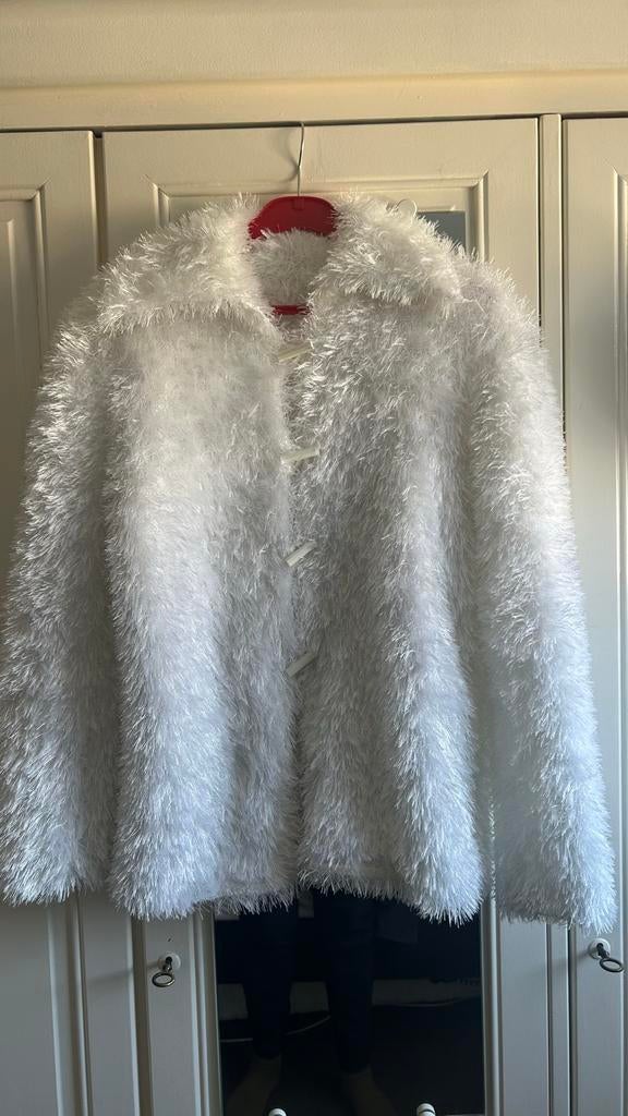 Witte bontjas maat 38 - Handgemaakt, Kleding | Dames, Verzenden, Zo goed als nieuw, Maat 38/40 (M), Wit