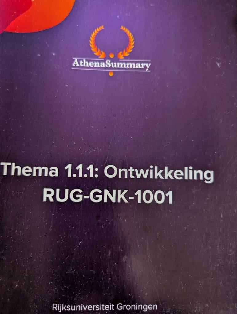 Samenvatting Thema 1.1.1: Ontwikkeling RUG-GNK-1001, Boeken, Studieboeken en Cursussen, AthenaSummary, Ophalen of Verzenden, Gamma