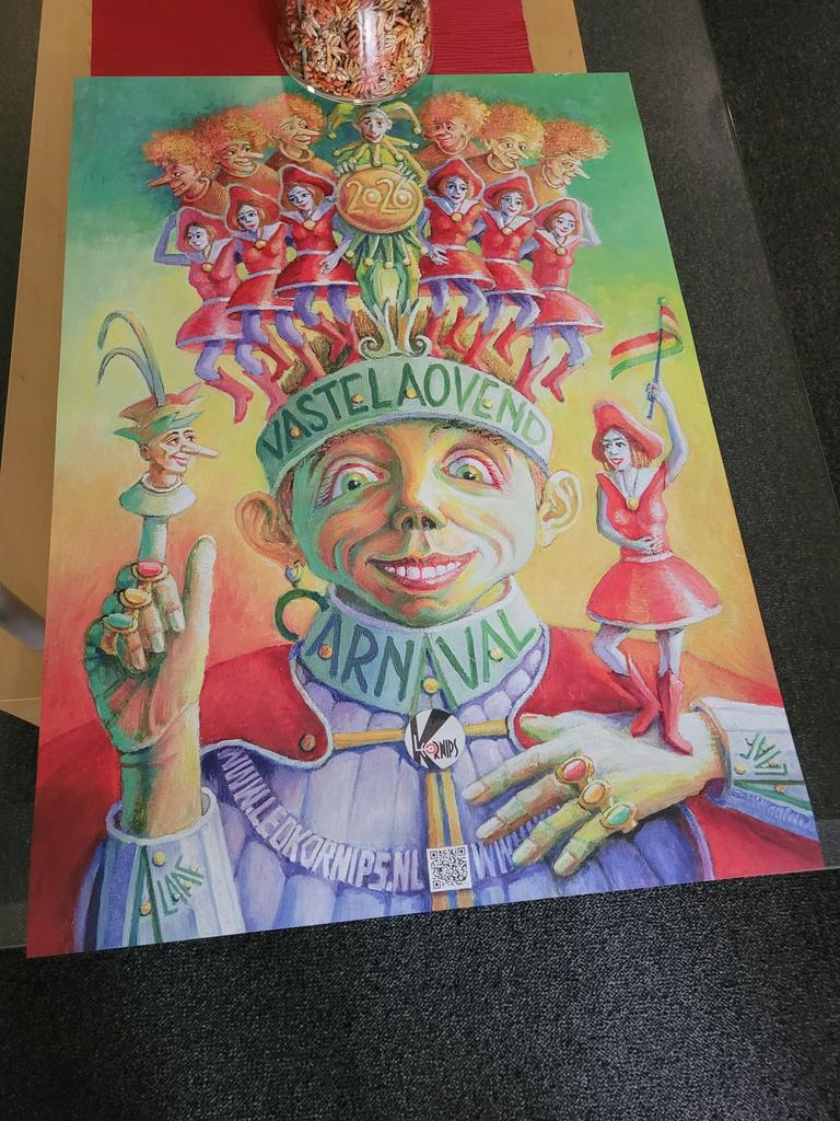 Vastelaovend poster 50x70 cm, Ophalen of Verzenden, Zo goed als nieuw, Rechthoekig Staand, Overige onderwerpen