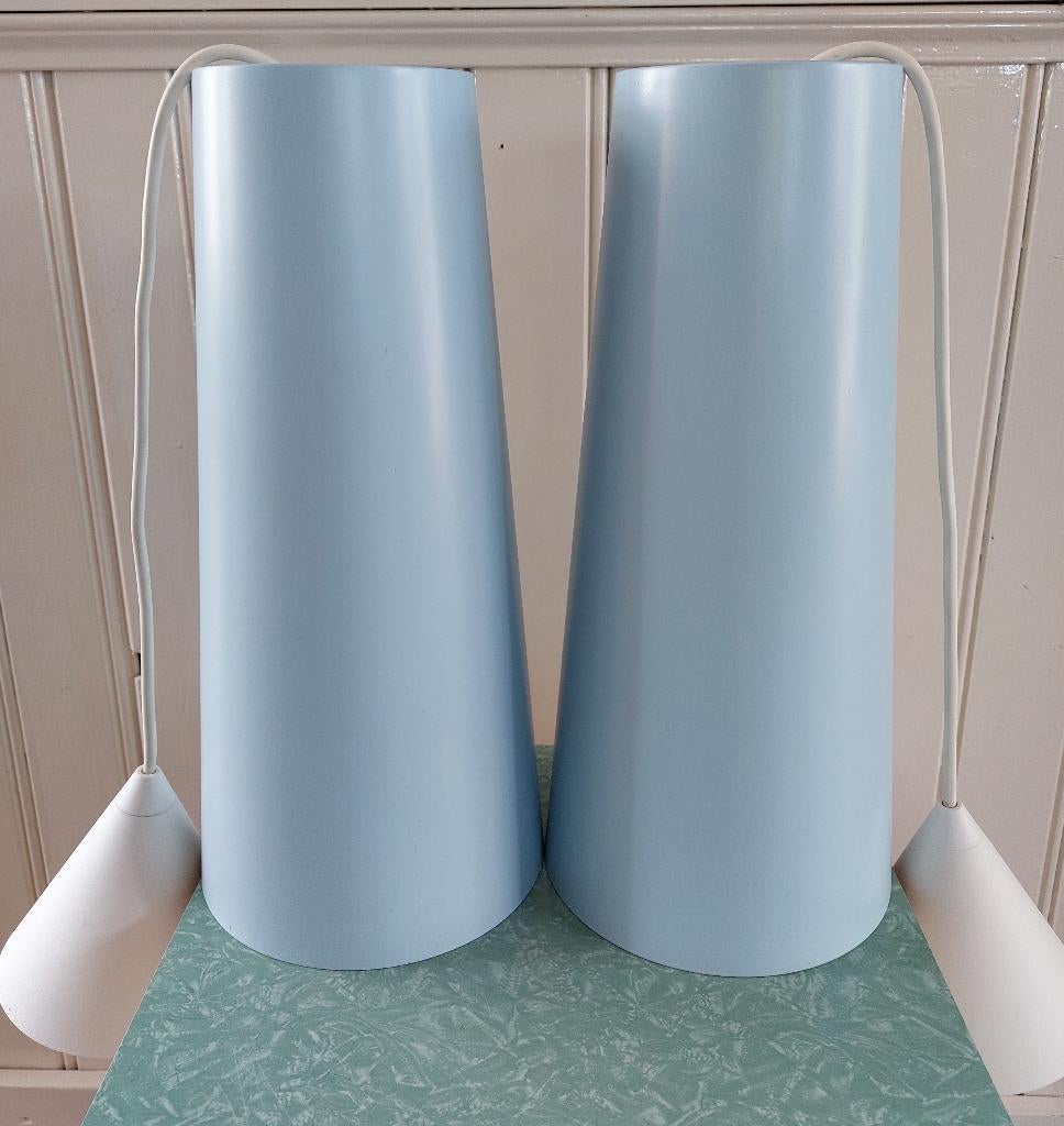 Hanglamp/lamp Ikea Lunta, licht blauw, 2 stuks, Ophalen, Gebruikt, Metaal, Minder dan 50 cm