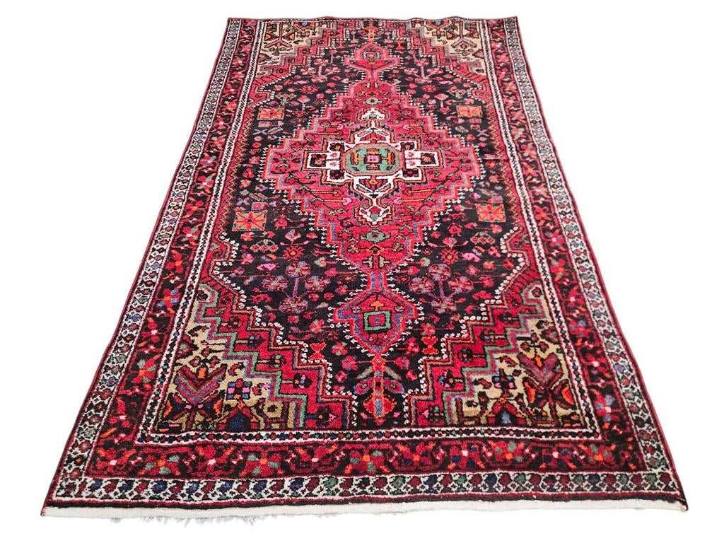 Handgeknoopt Perzisch wol Hamadan tapijt neon 134x216cm, Huis en Inrichting, Stoffering | Tapijten en Kleden, Gebruikt, 100 tot 150 cm