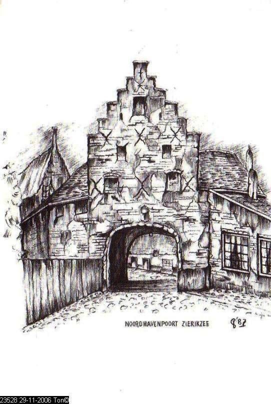 Ansichtkaart	Zierikzee	Noordhavenpoort	design PJ in 't Veld, Verzenden, 1980 tot heden, Ongelopen, Zeeland