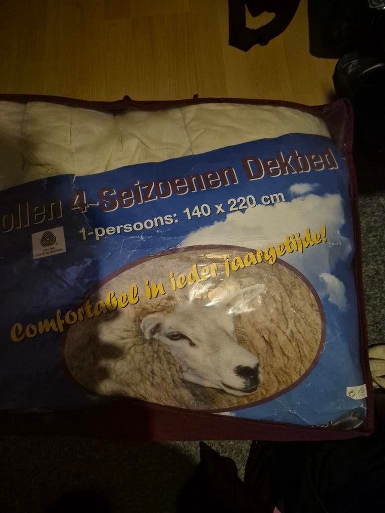 Texelse schapenwol 4 seizoenen dekbed - 140x220, Gebruikt, Eenpersoons, Wit, Ophalen of Verzenden