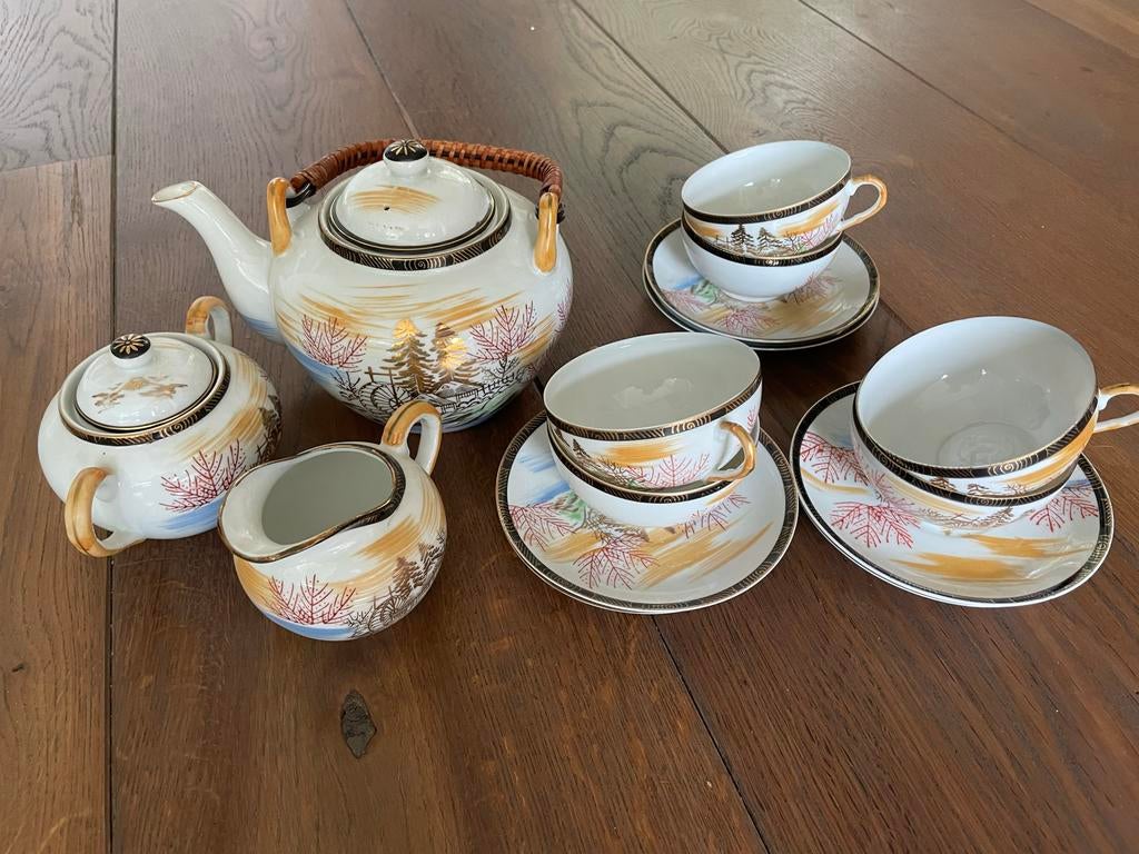 Vintage Japans theeservies met Geisha motief, Ophalen