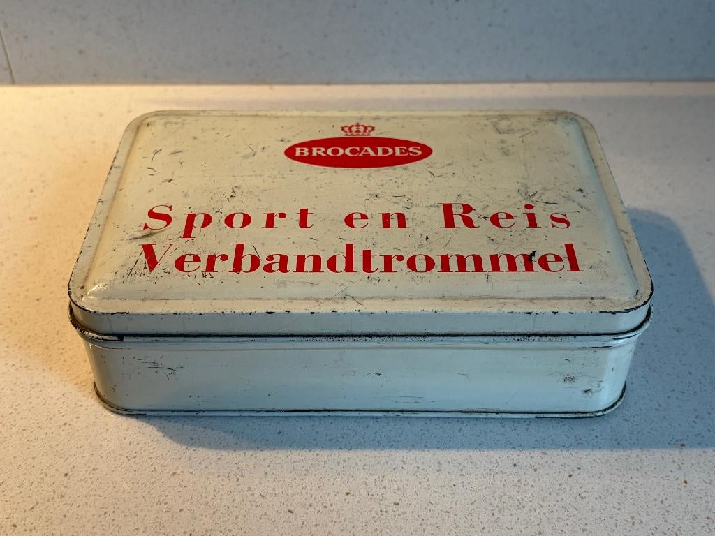 Vintage blik Brocades Sport en Reis Verbandtrommel., Ophalen of Verzenden, Gebruikt, Overige, Overige merken