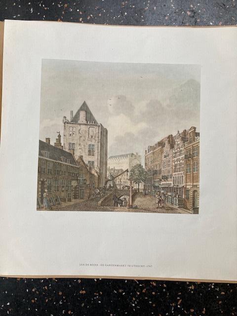 Reproductie Ganzenmarkt Utrecht 1767 J. de Beijer, Ophalen of Verzenden