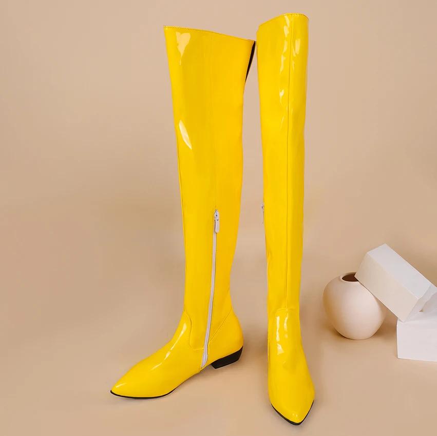 Overknee gele lak laarzen dames vrouwen, Kleding | Dames, Schoenen, Verzenden, Nieuw, Geel, Hoge laarzen