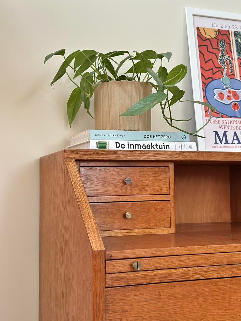 Vintage secretaire ladekast eiken hout jaren 50/60/70 Deens, Huis en Inrichting, Kasten | Secretaires, Ophalen, Gebruikt, Vintage, Deens