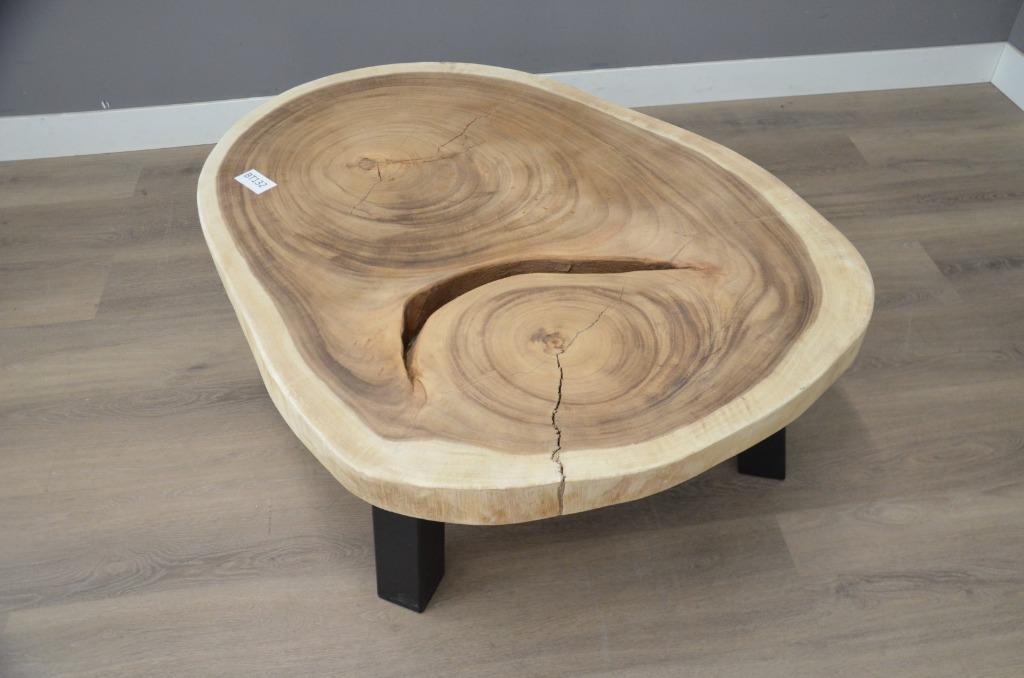 Ronde suar salontafel - 82 - 110cm -BT132, Overige houtsoorten, 100 tot 150 cm, Rond, Nieuw