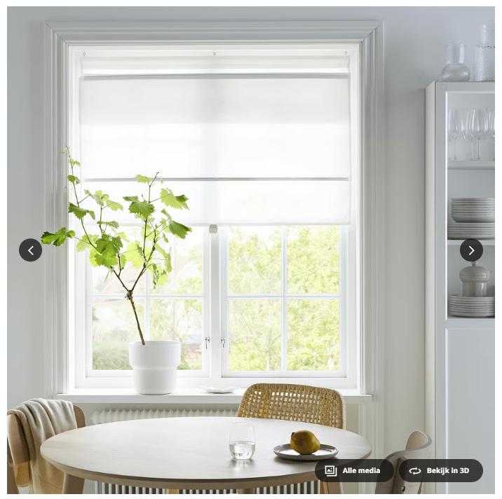 IKEA RINGBLOMMA vouwgordijn, Huis en Inrichting, Ophalen, 100 tot 150 cm, Wit, Zo goed als nieuw
