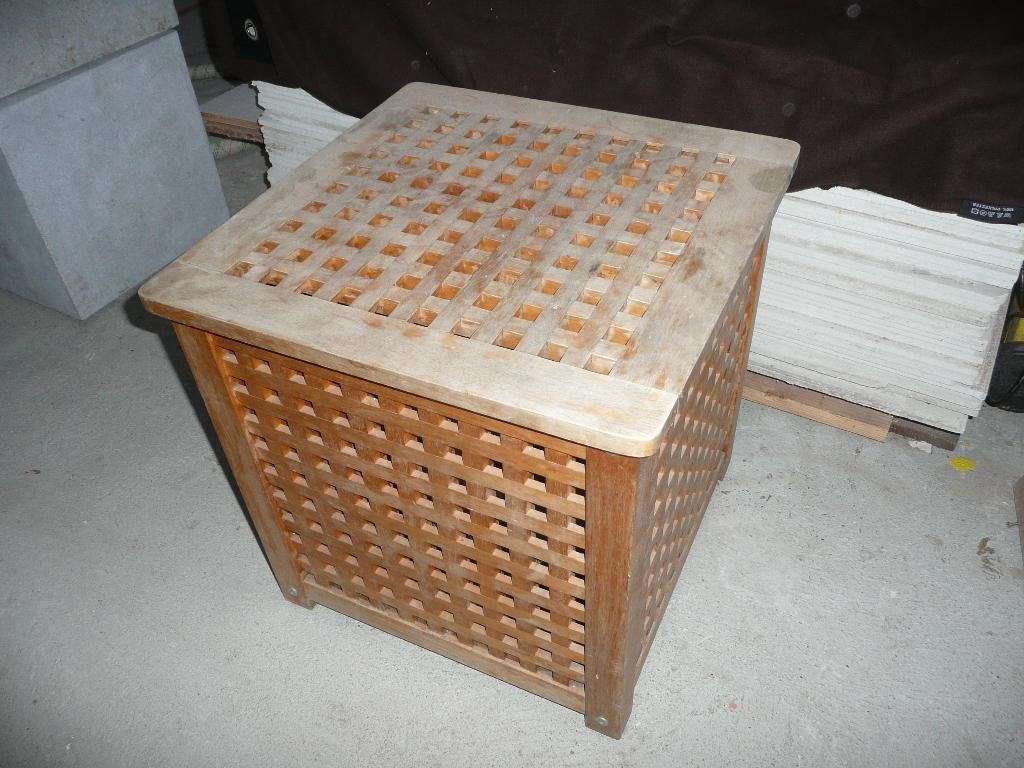 teak houten kubus , 2 stuks, Ophalen, Gebruikt, 50 tot 100 cm, 50 tot 75 cm