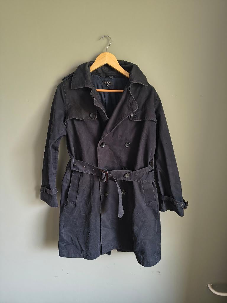 A.P.C trenchcoat m - L, Ophalen of Verzenden, Zo goed als nieuw, Maat 42/44 (L), Zwart