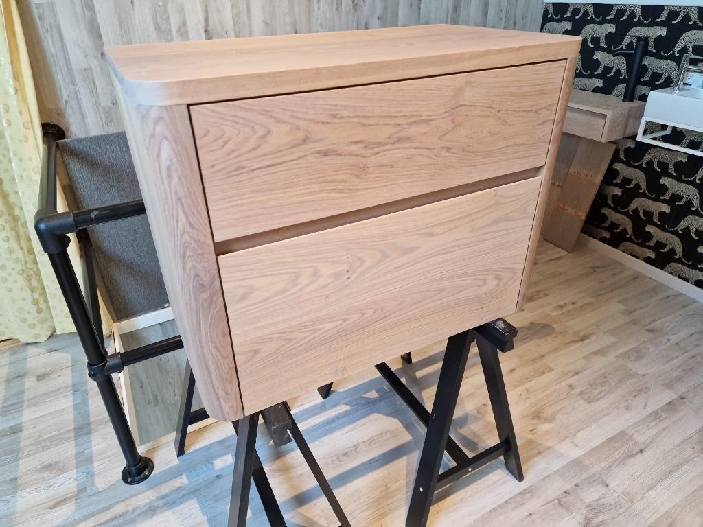 Foto 10 van Massief eiken houten badmeubel met ronde hoeken 80cm!