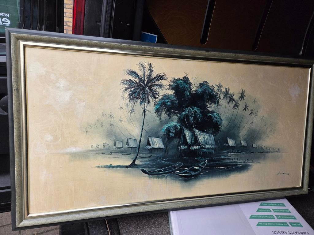 schilderij groot Thailand, Antiek en Kunst, Ophalen of Verzenden