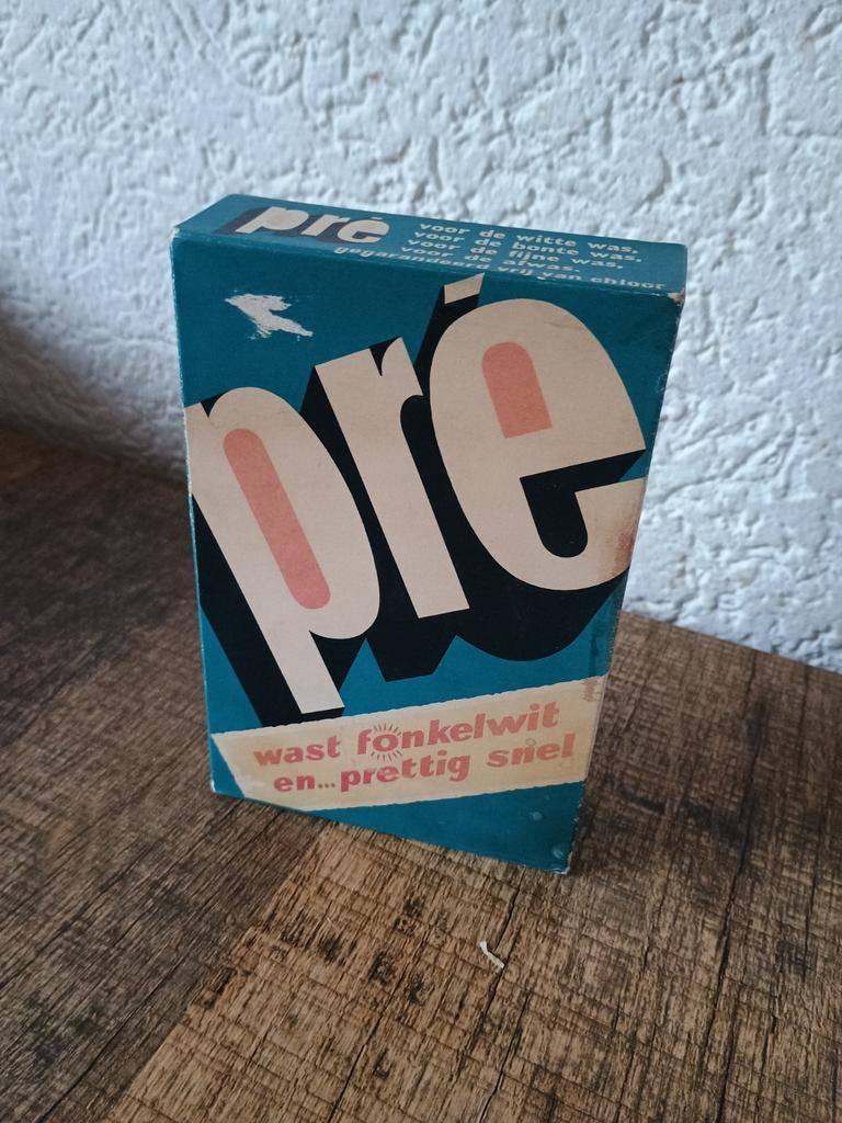 Oude verpakking met Pré wasmiddel, Antiek en Kunst, Ophalen of Verzenden