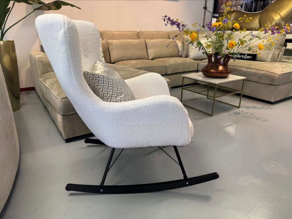 ACTIE - Luxe Velvet Teddy Schommelstoel Bo NIEUW - CUSTOM, Huis en Inrichting, Fauteuils, Info@oosterbaanwonen.nl, Venus 31 8448CE Heerenveen