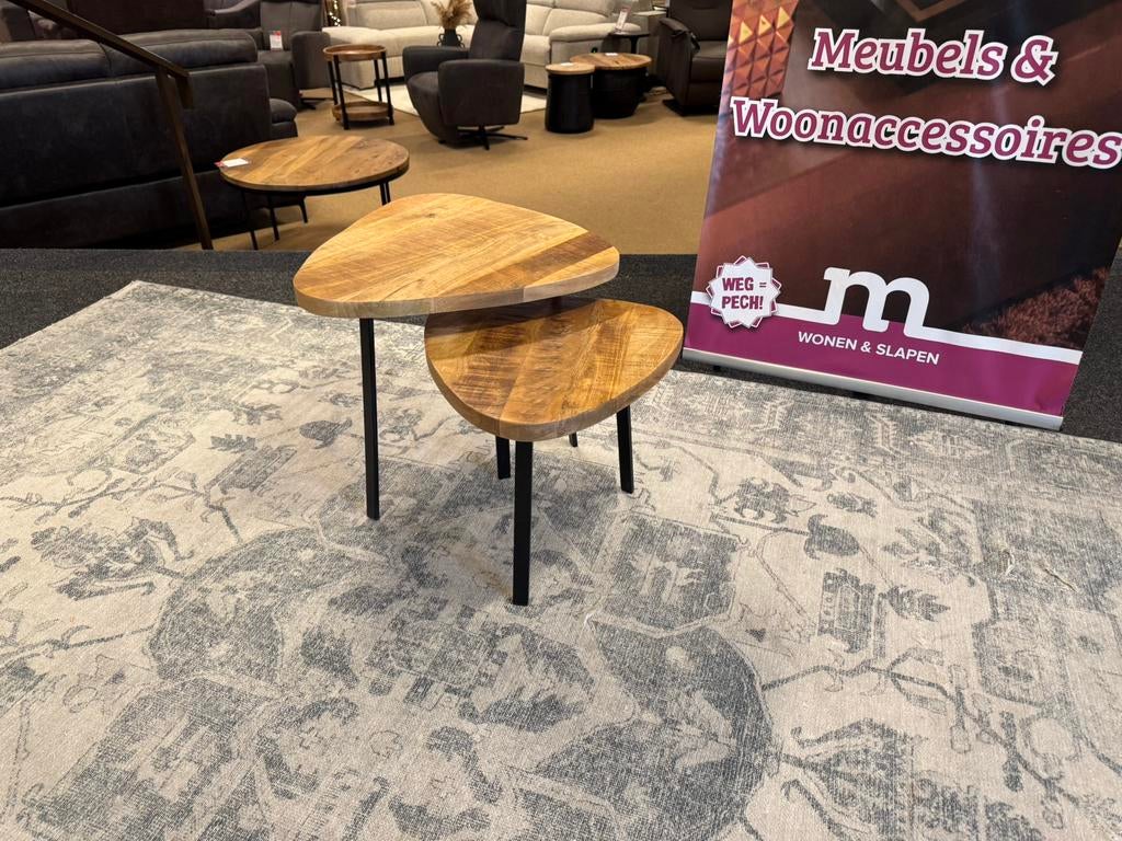 Salontafel 2-delig Mango/Metaal Direct/Leverbaar E-7260, Minder dan 50 cm, Nieuw, Minder dan 50 cm, Mwonenenslapen