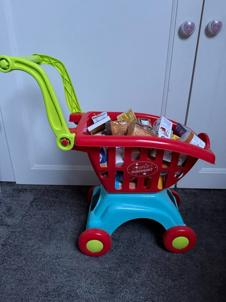 Speelgoed Winkelwagen met Boodschappen, Ophalen of Verzenden, Zo goed als nieuw