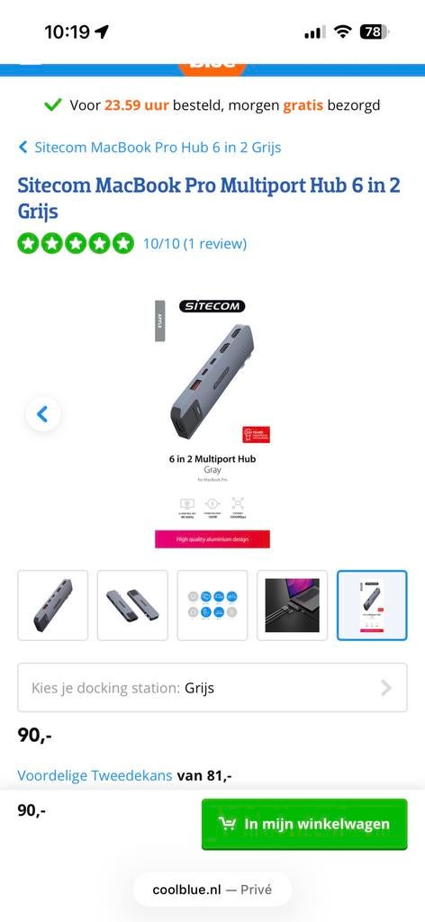 Sitecom 6in2 MacBook Multiport Hub, Nieuw, Ophalen of Verzenden, Sitecom, Docking station
