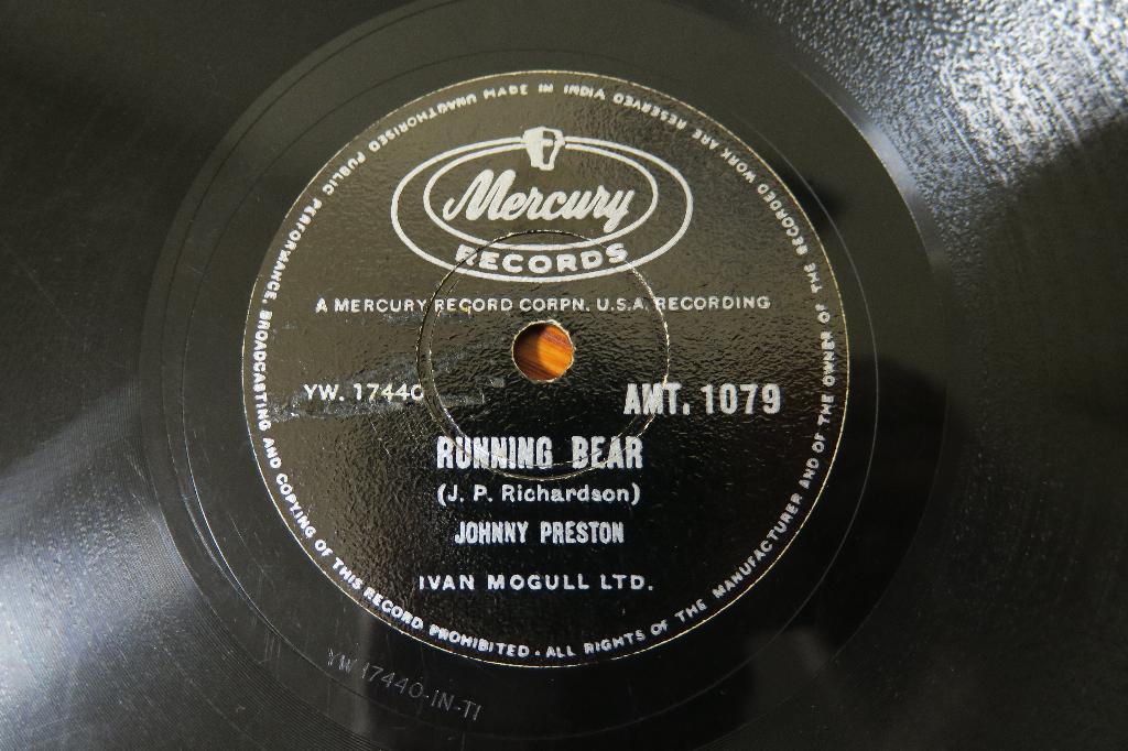 Johnny Preston Running bear 78 toeren 78rpm schellak shellac, Ophalen of Verzenden, Gebruikt, 10 inch