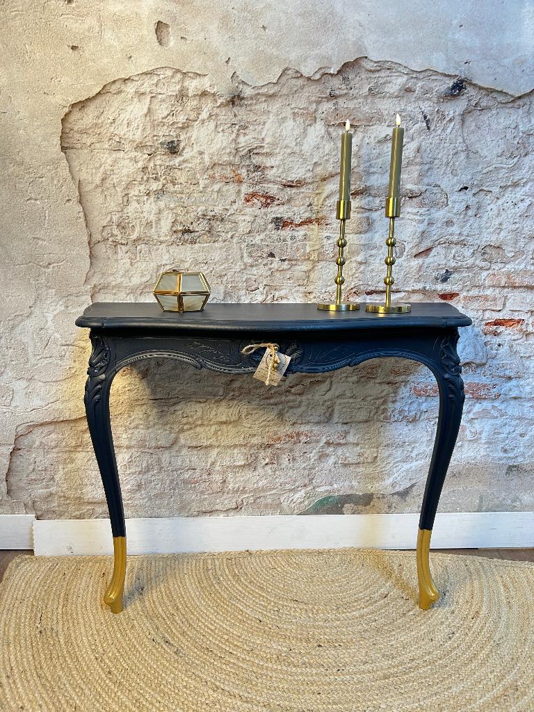 Sfeervolle sidetable Midnight Blue, Gebruikt, 100 tot 150 cm, Ophalen of Verzenden, Sfeervol, Vintage