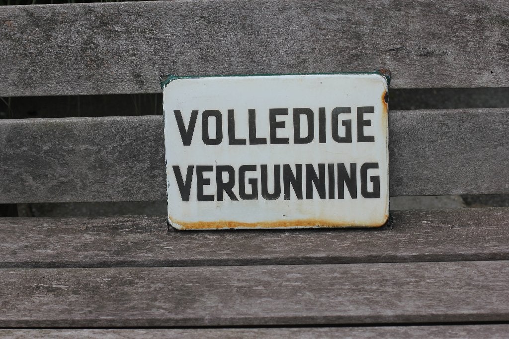 emaille bord volledige vergunning met patina, Antiek en Kunst, Antiek | Emaille, Ophalen of Verzenden